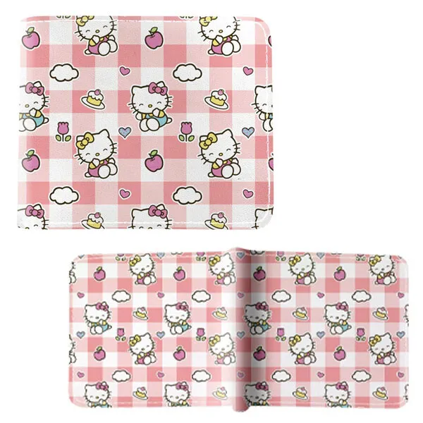 New Hello Kitty Pattern HELLO KITTY BiFold Wallet Credit Card Billfold