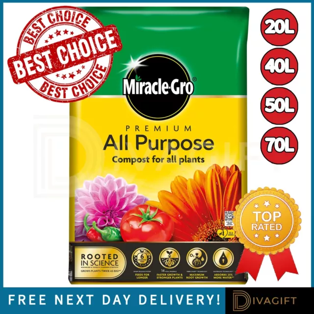 Miracle Gro All Purpose Enriched Premium Compost Soil Potted Garden Flower Plant