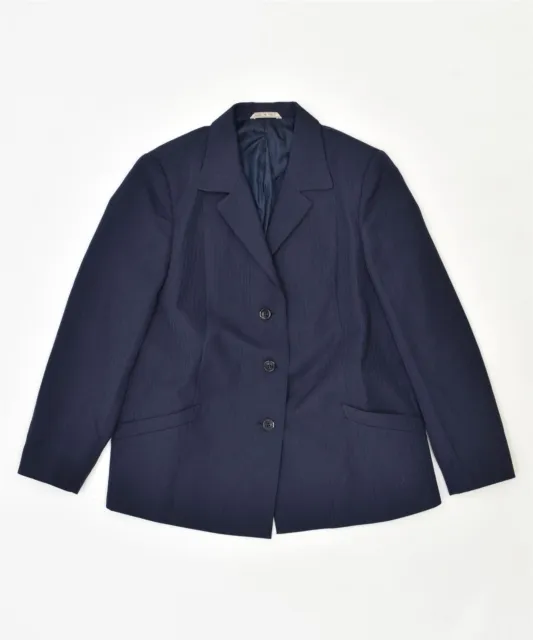 VINTAGE Womens 3 Button Blazer Jacket UK 14 Large Navy Blue NG02