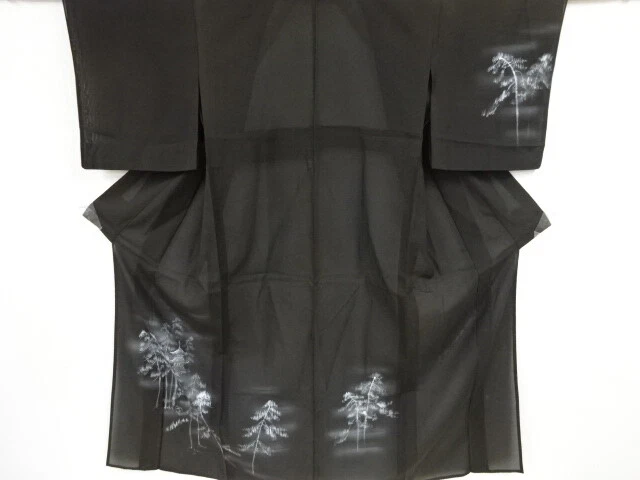 43639# Japanese Kimono / Antique Kimono For Summer / Pagoda & Trees