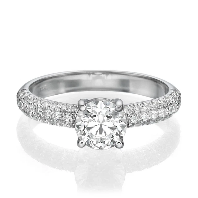 2.70 CT Genuine Round Cut Diamond Engagement Ring 14K White Gold F/VS2-SI1