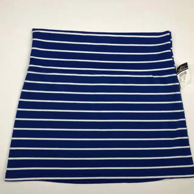 Rue 21 Mini Skirt Juniors Large Blue White Stripe Stretch Knit Bandage Bodycon