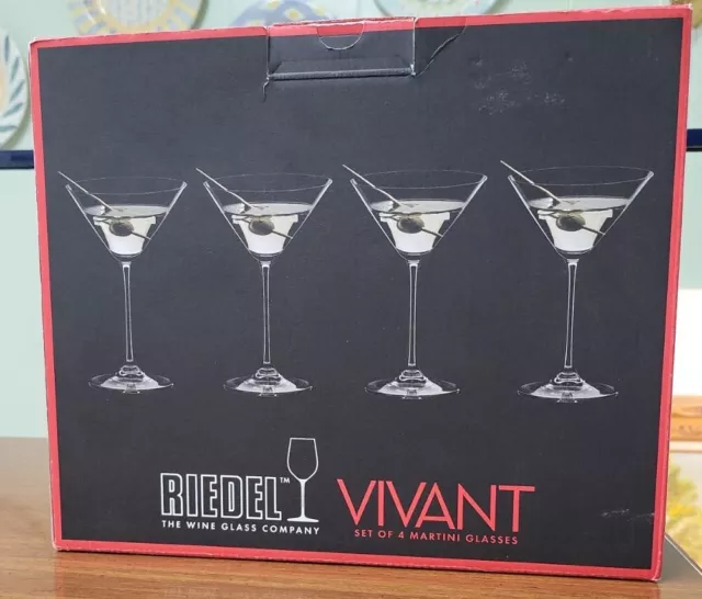 Riedel Crystal Vivant Set Of 4 Germany 7-3/8” Martini Glasses 10 oz