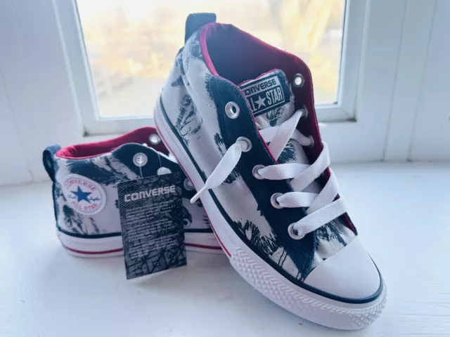 Converse Junior Chuck Taylor Mid Palms Navy Youth 3 Red White Blue