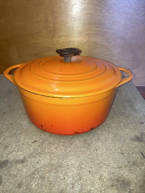 Le Creuset - Ancienne Cocotte Chaudron Et Terrine Plat Au Four En Fonte Emaille Boho4snu2p