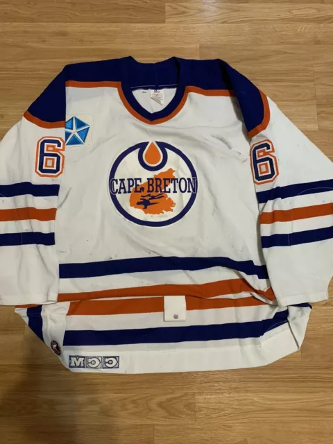 Game worn 1992 Dean Antos Cape Breton Oilers AHL Hockey Jersey