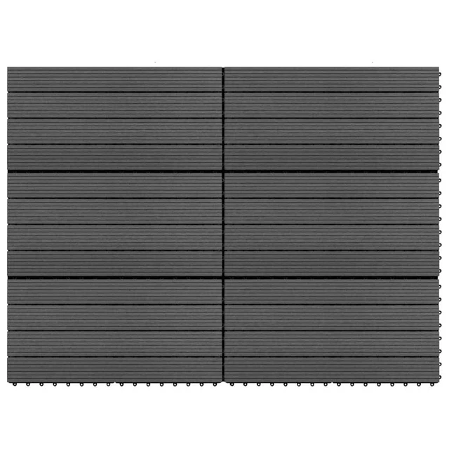 Piastrelle per Decking in WPC 6 pz 60x30 cm 1,08 m? Nere