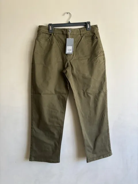 Trenery Country Road Sateen Straight Leg , Jean Pant Size 14, L, - Olive, BNWT