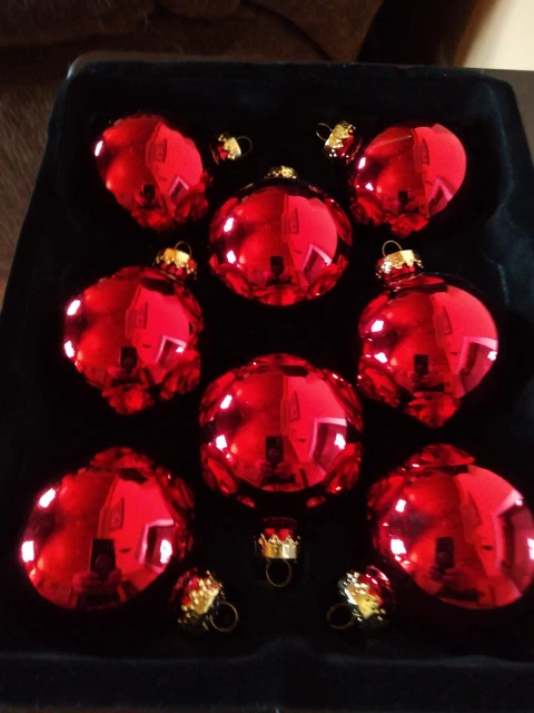 Old Time Pottery Designers Favorites Holiday Glass Ornaments Candy Red