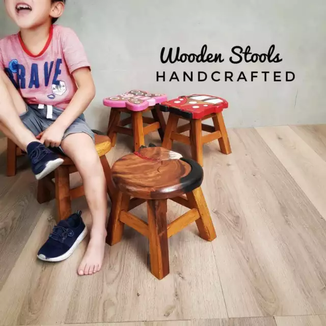 [Mango Trees] Wooden Kids Stools Children Step Stool Toddler Chair Solid Timber 3