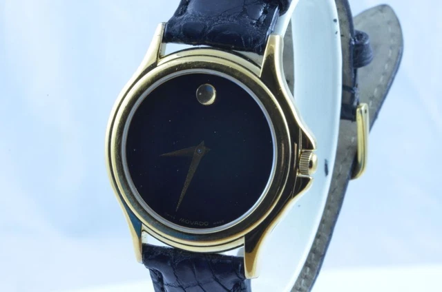 Movado Museum Donna Orologio Raro Acciaio Placcato Alto Quarzo 25MM