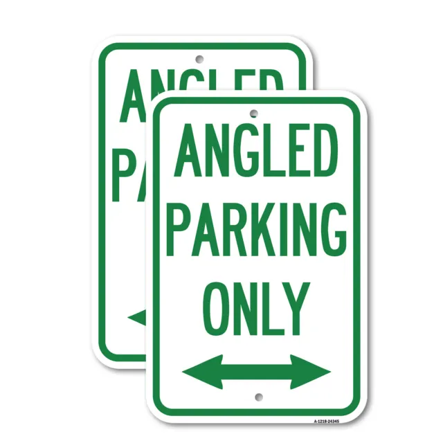 (2 Pack) Angle Parking Only (With Bidirectional Arrow) 12" X 18" Aluminum Sign