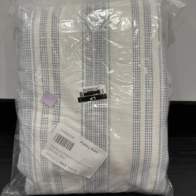 NEW Pottery Barn Hawthorn Striped Cotton Curtain Chambray Blue 84" 50” W x 84” L NEW Pottery Barn Hawthorn Striped Cotton Curtain Chambray Blue 84" 50” W x 84” L