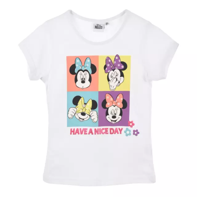 T-Shirt M.c. Minnie Disney Maglietta Bambino 100% Cotone - Ex1149Bianco