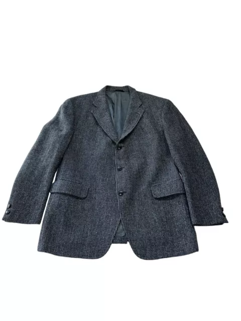 Jos A Bank x Harris Tweed Wool Blazer Gray Herringbone Men's 44 R (Measured)