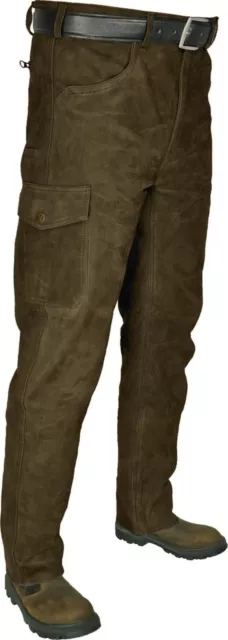 Lederhose Freizeit- Jagdhose Trachten  Semi Büffelleder dunkel braun-oliv