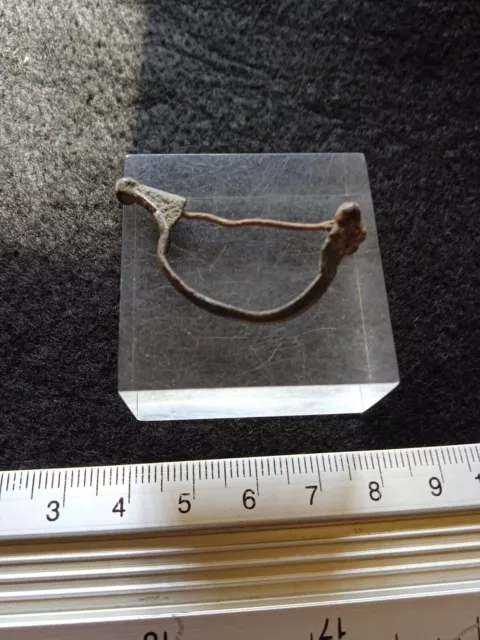 Superb roman fibula/brooch in bronce ,  with a silver bath 3