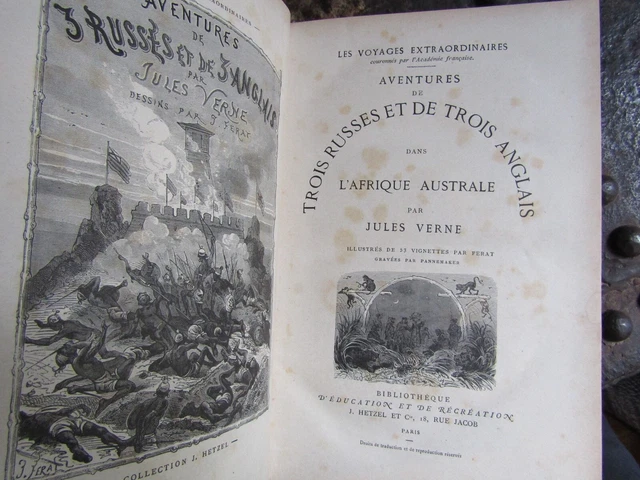 2 VOL reliés en 1-JULES VERNE-AVENTURES DE TROIS RUSSES et de TROIS ANGLAIS-1872