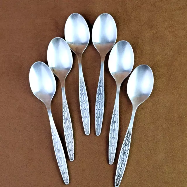 Soviet Dessert Spoons Russian Silver Plated Melchior Set of 6 USSR Zish Vintage