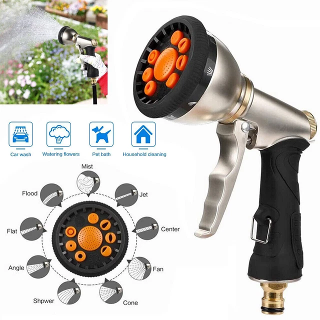 Garten Hand Schlauch Brause Sprüh Pistole Metall Wasser Spritze Bewässern Tool