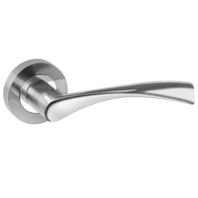 Astrid Chrome Internal Door Handles on Rose Polished and Satin Chrome Sets