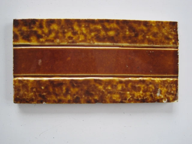 Antique Victorian Trent 6" X 3"  Border/Spacer Tile - Plain And Mottled Browns