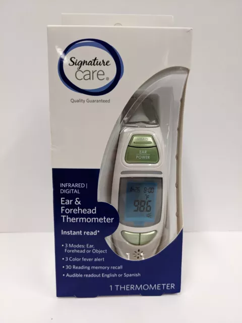 Signature Care Forehead & Ear Thermometer Digital Infrared - Voice Instant Read