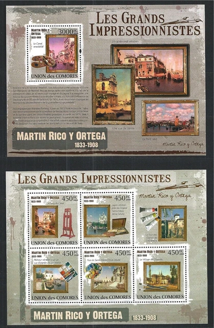 Comores Comoros 2009 Mini Sheet Block Set Painting Painter Martin Rico Y Ortega