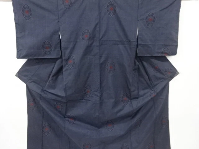 6875292: JAPANESE KIMONO / VINTAGE KIMONO / DORO OSHIMA TSUMUGI (5 maruki) / WOV