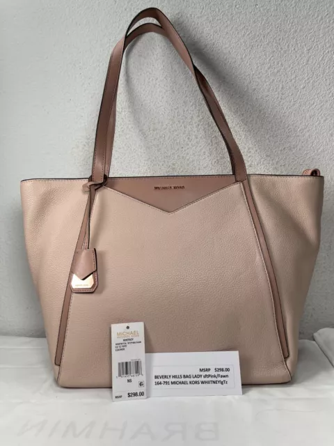 Michael Kors $285.00 -Msrp $298.00-Lg Whitney Fawn Soft Pink Leather-Rose Gold