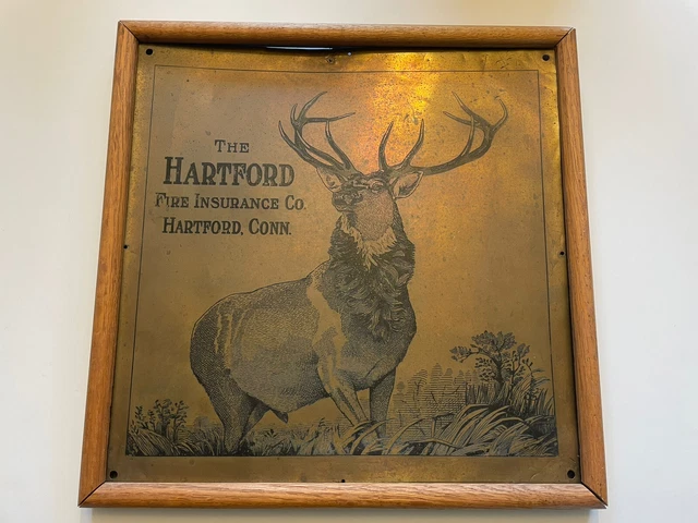 HARTFORD FIRE INSURANCE CO. Vintage ANTIQUE METAL SIGN RARE AMERICANA