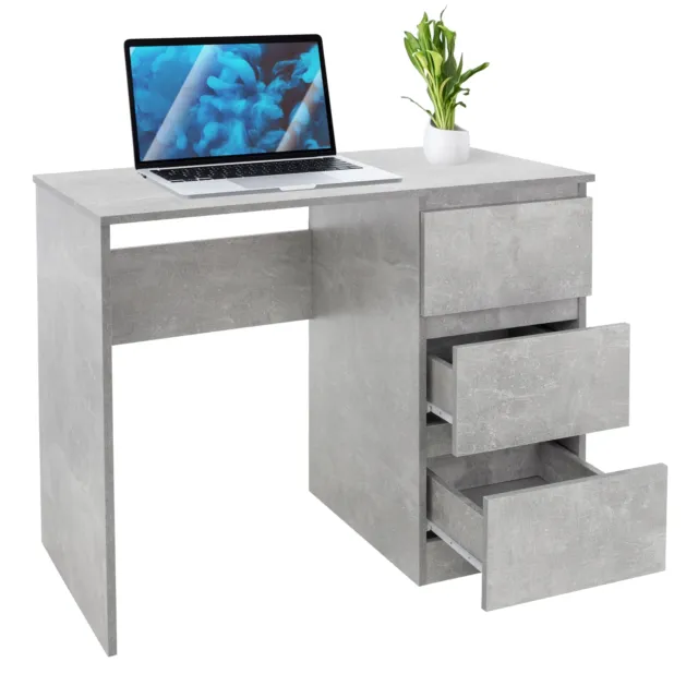 Escritorio con 3 cajones mesa de trabajo gris mueble material montaje para PC