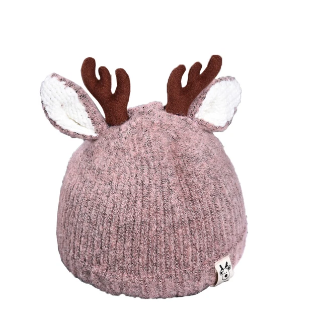 Cappello da cervo di Natale bambino morbido, caldo berretto a maglia per bambini piccoli