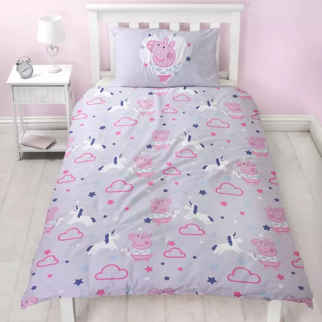 Peppa Pig Set Copripiumone Singolo Sleepy Policotone Lilla Merce Ufficiale 2