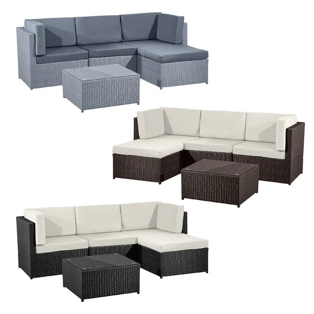 RATTAN GARDEN FURNITURE Patio Corner Sofa Set Lounger Table Outdoor