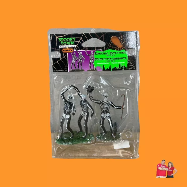 NEW Lemax Spooky Town Dancing Skeletons Figurines #72377 Halloween Village 2007