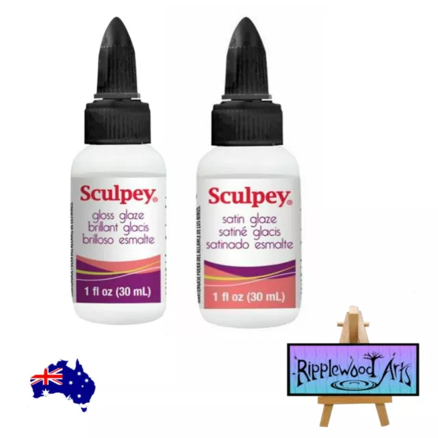Sculpey Glazes - Use on Oven Bake Polymer Clay  30ml x 2 Bottles (Satin & Gloss)