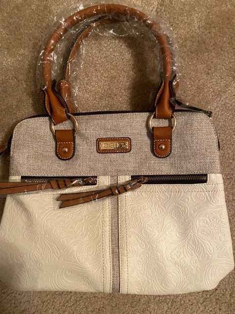 Jose Hess Beige Linen & Cream Purse