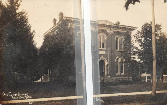 ALLEGAN Michigan postcard RPPC Allegan County Court House ML photo 1912