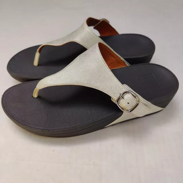 FitFlop The Skinny Womens Size 9 Silver Slides Slipper Flip Flops Thong Sandals