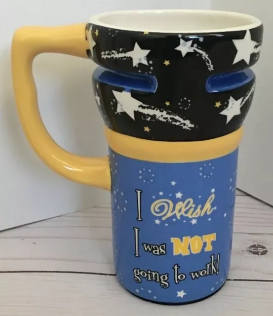 I Wish I Was Not Going To Work Coffee Travel Mug Celestial Black Blue Yellow 2