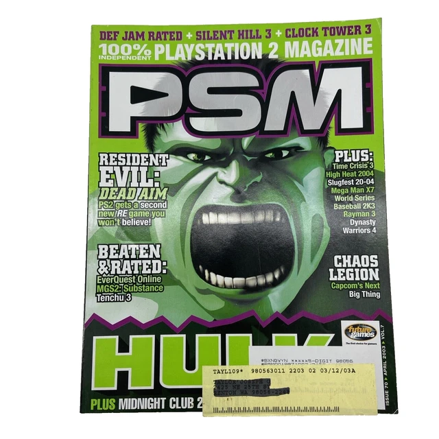 Evil Shulk PSM MAGAZINE ISSUE 70 Hulk Resident Evil Chaos Legion Def Jam Tenchu ...