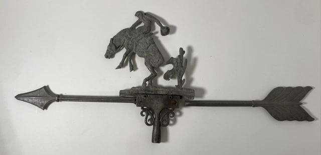 Antique Weathervane Bucking Horse Cowboy Saguaro Western Primitive Folk Art Farm