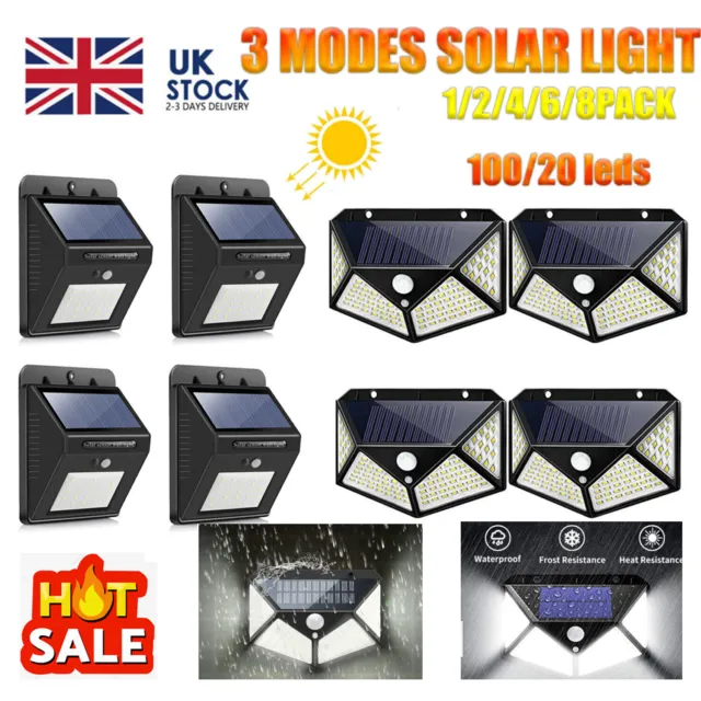 4X Solar Power PIR Motion Sensor Wall Lights 100LED Outdoor Garden Security Lamp