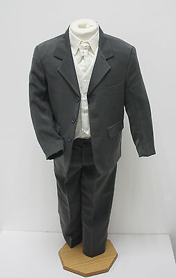 Boys Suits 5 Piece Grey Ivory Suit Wedding Page Boy Baby Formal Party Smart