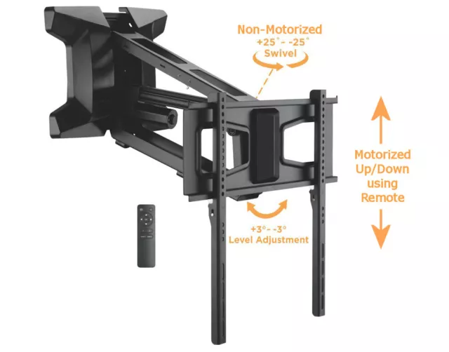 FULL MOTION MOTORIZED Fireplace Drop-Down Wall Mount Bracket 37-70inch TVs