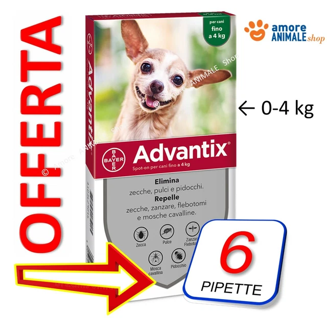 ADVANTIX Bayer - Antiparassitario per cani da 0 - 4 kg →  4 / 6 / 8 / 12 pipette