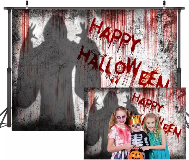 7X5Ft Bloody Halloween Backdrop Fabric Dripping Blood Ghost Shadow Photo Backdro