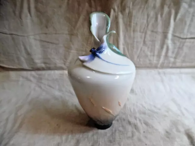 Beautiful Vase With Dragonfly Design By Franz