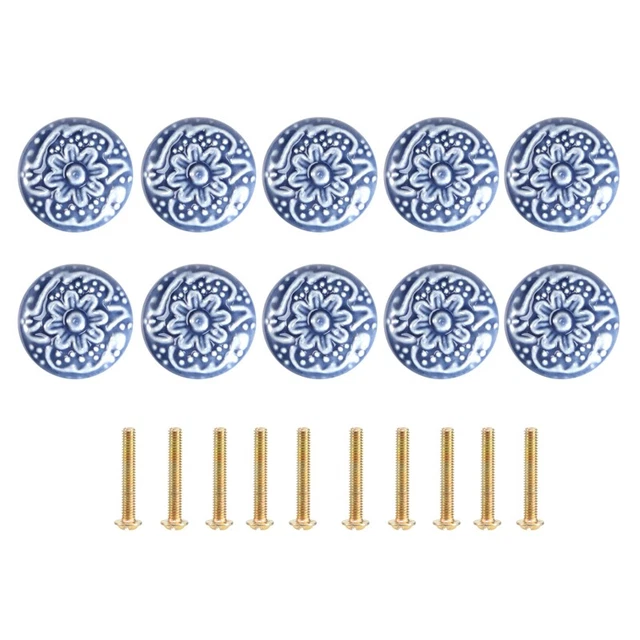 10PCS Ceramic Cabinet Knobs Vintage Drawers Handles for Kitchen Cupboard2476